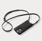 Emma Pebble Leather Crossbody Bandolier - Black/Pewter