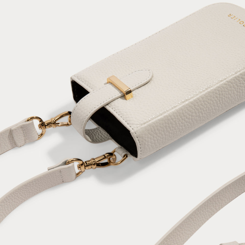 Slip Top Pebble Leather Holster - Ivory/Gold
