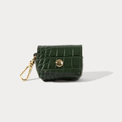 Avery AirPods Clip-On Pouch  - Dark Green Croc/Gold