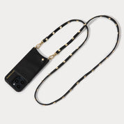 Sarah Pebble Leather Crossbody Bandolier - Black/Gold