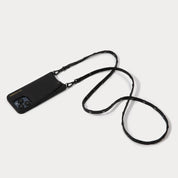 Sarah Pebble Leather Crossbody Bandolier - Black/Pewter