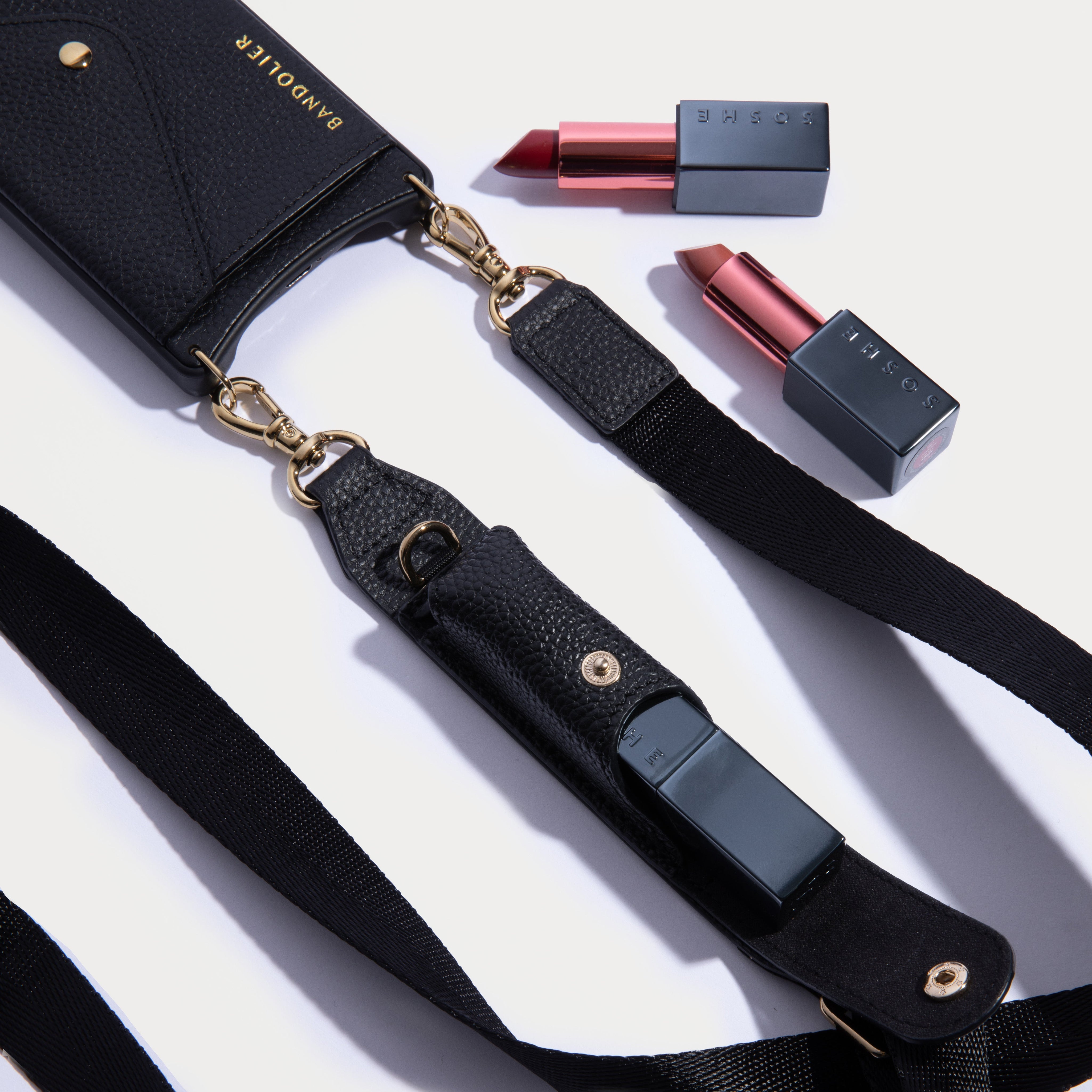 Lana Side-Slot Crossbody - Black/Gold