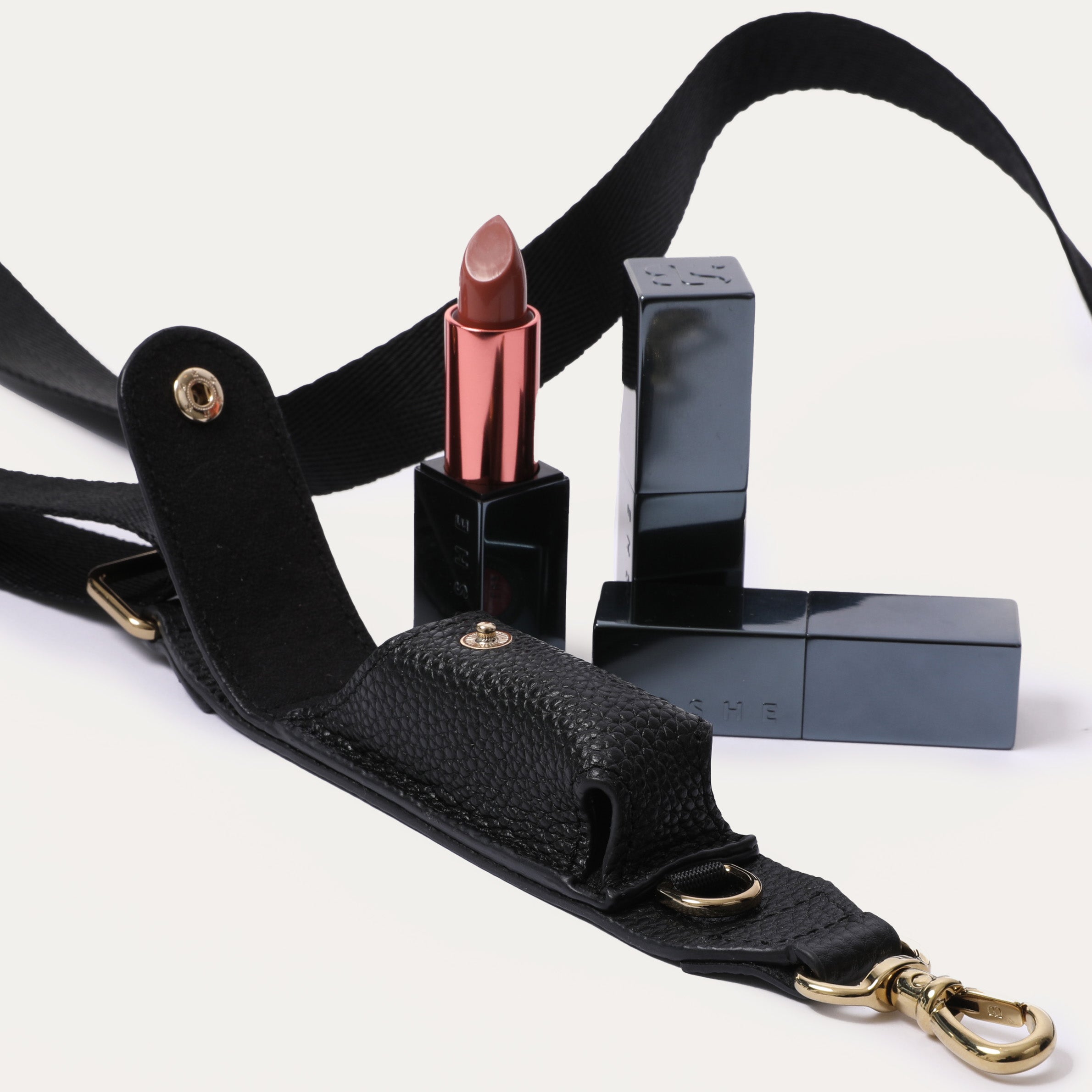 Lana Side-Slot Crossbody - Black/Gold