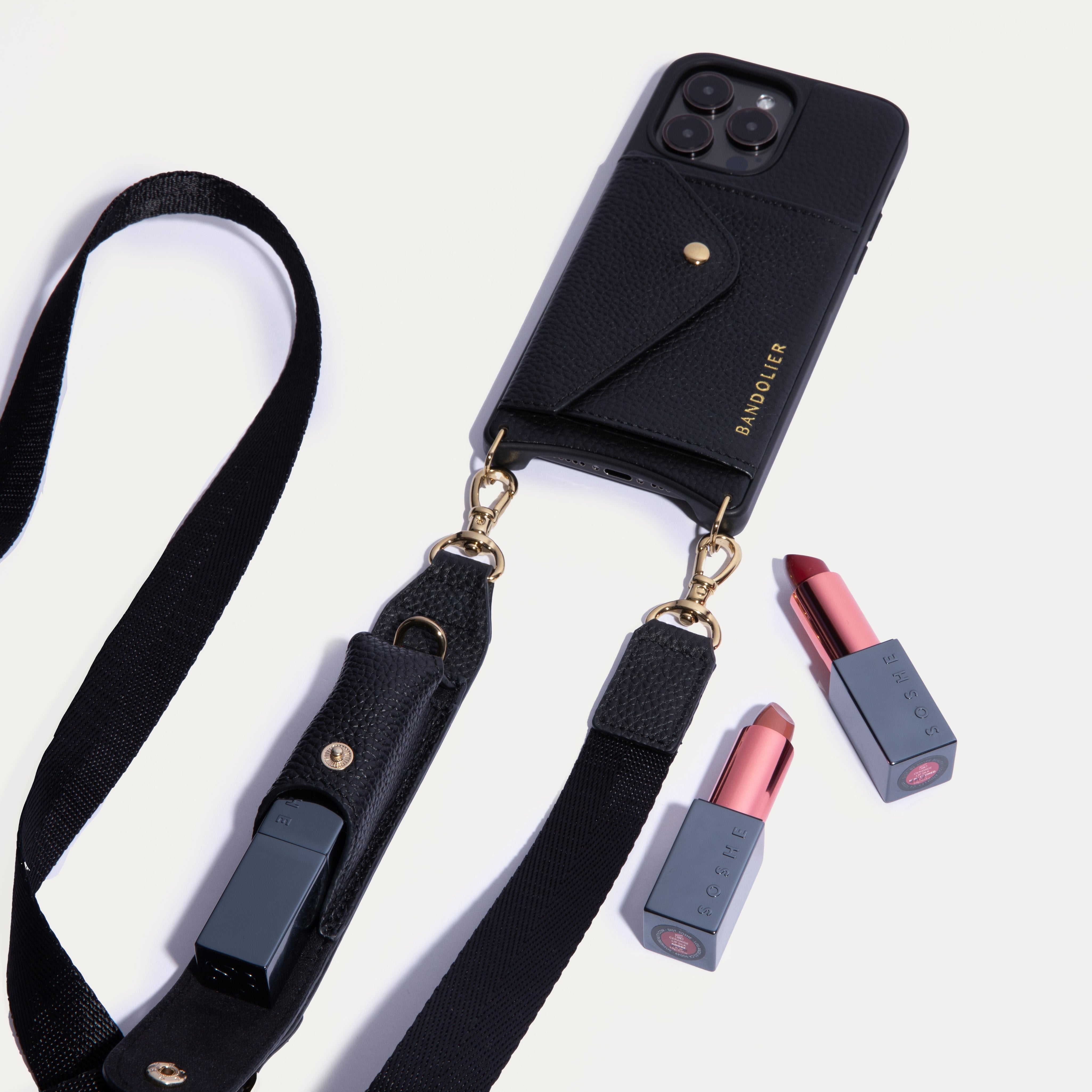 Lana Side-Slot Crossbody - Black/Gold