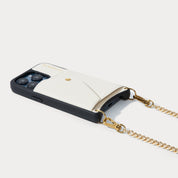 Vivian Side Slot Leather Crossbody Bandolier  - Ivory/Gold