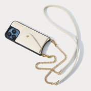 Vivian Side Slot Leather Crossbody Bandolier  - Ivory/Gold
