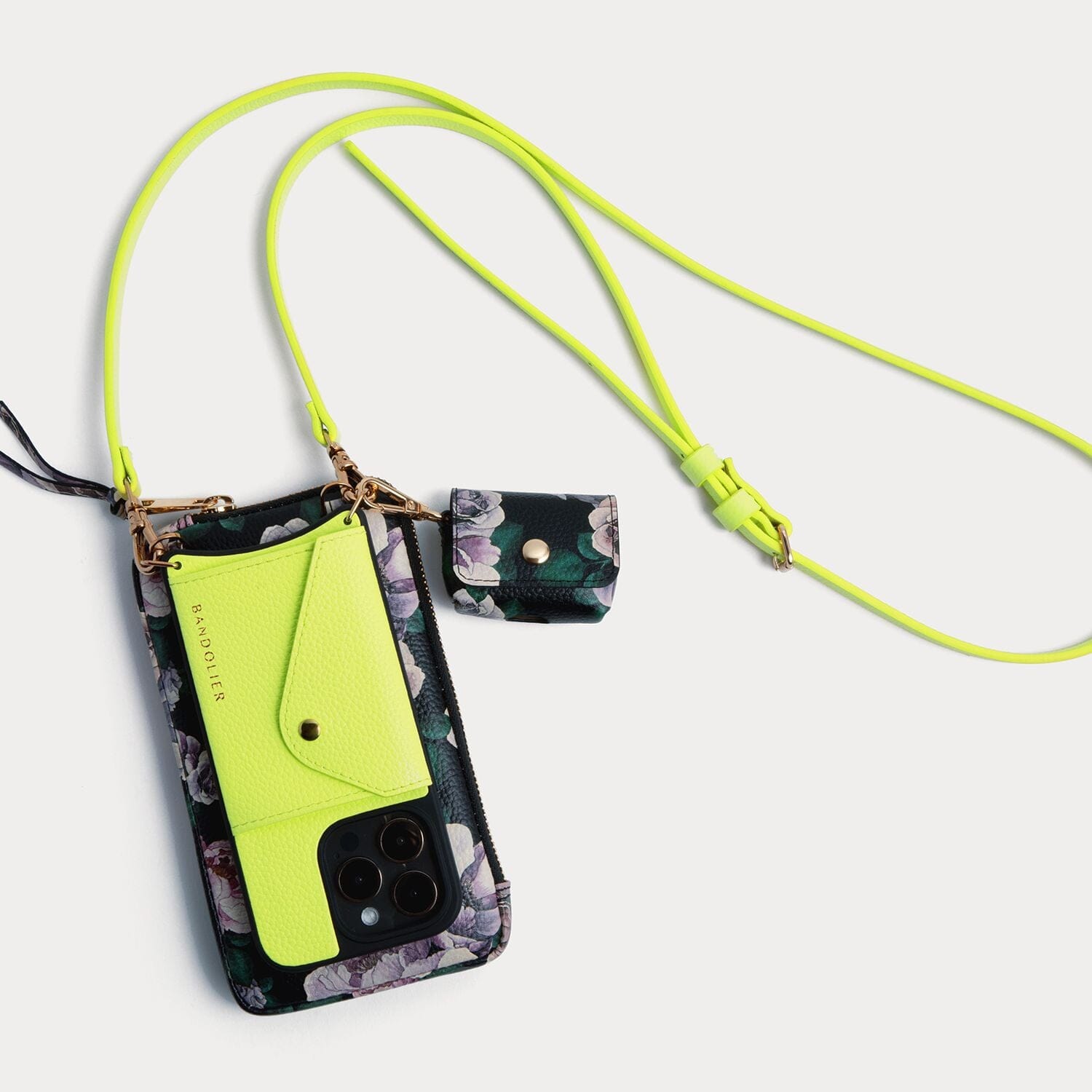 Donna Side Slot Crossbody Bandolier - Neon Yellow/Gold