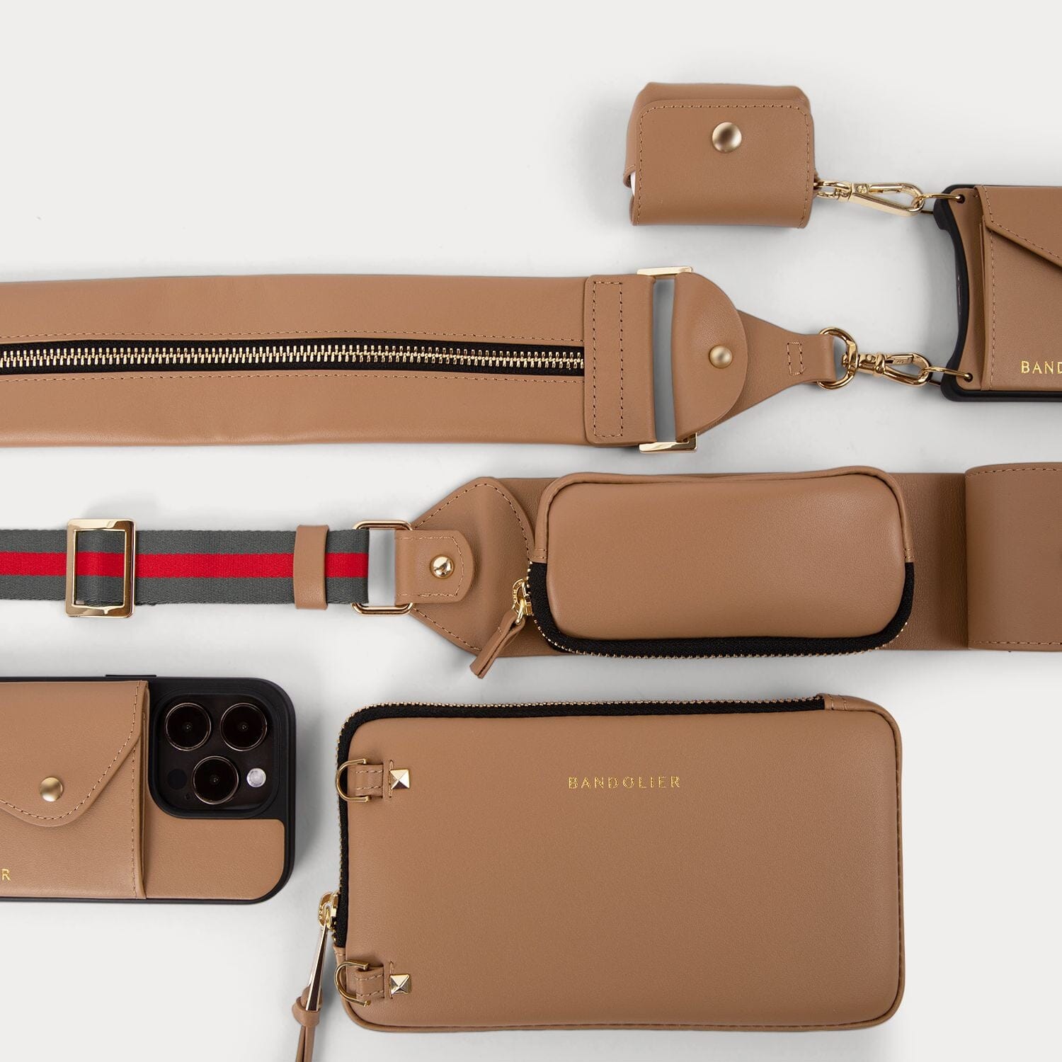 Billie Utility Crossbody with Case - Tan/Gold